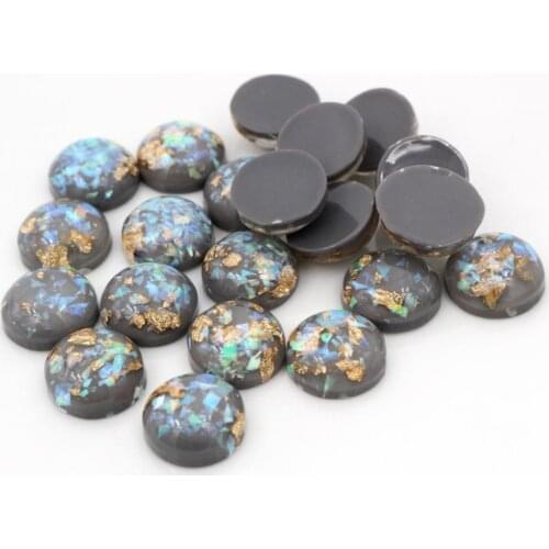 New Fashion 40pcs 8mm 10mm 12mm Gray Colors Built-in metal foil Flat back Resin Cabochons Cameo