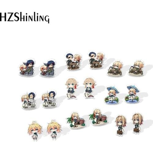 2021 New Violet Evergarden Stud Earring Anime Acrylic Resin Earrings Epoxy Handmade Jewelry Gifts Girl