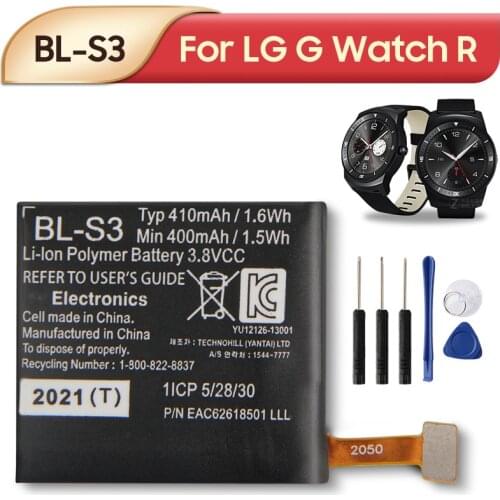Original Replacement Battery BL-S3 For LG G Watch R W110 W150 Watch Battery 410mAh
