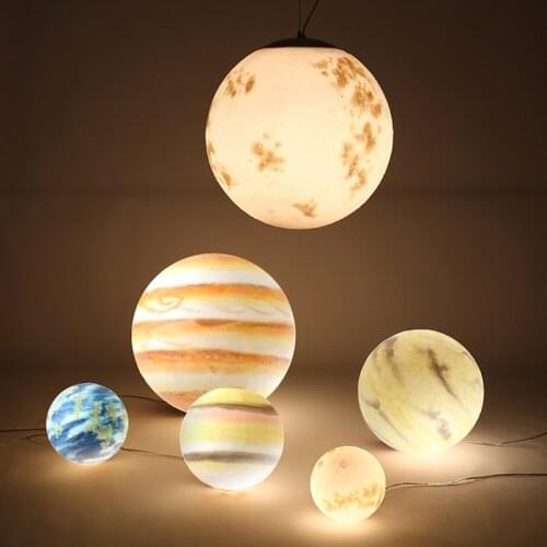 Planet Pendant lamp Bedroom Nursery Girl room Children room kids room chandeliers Indoor house LED moon lustre suspension lamp