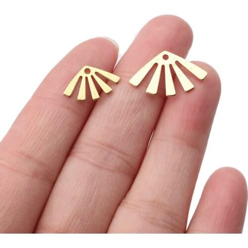 50pcs Raw Brass Fan Shaped Leaf Charms For DIY Earrings Bracelet Jewelry Findings Making Accessories