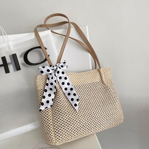 Casual Straw Large Capacity Tote Wicker Woven Shoulder Bags Rattan Handbags Summer Beach Bag Travel Big Purses Female Sac 2021