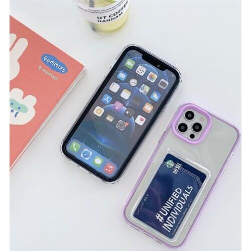 Transparent Phone Case For iPhone 11 12 Pro Max mini SE 2020 X XR XS 6 7 8 Plus With Card Holder Slot Anti-fall Camera Slim Phon