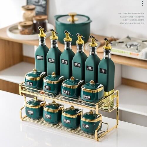 Luxury Ceramic Spice Rack Salt and Sugar Pepper Nordic Oil and Vinegar Bottles Spice Jar Container Especiero Kitchen Tools 50