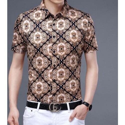 Retro Baroque Luxury Clothes For Men Fashion Summer 2021 Vintage Printed Shirts For Mens Stylish Stretch Clothes Big Size Hawaii