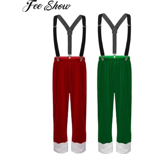 Xmas Kids Boys Velvet Pant Christmas Costume Outfit Santa Claus Waistband White Cosplay Costume for Party New Years Clothing