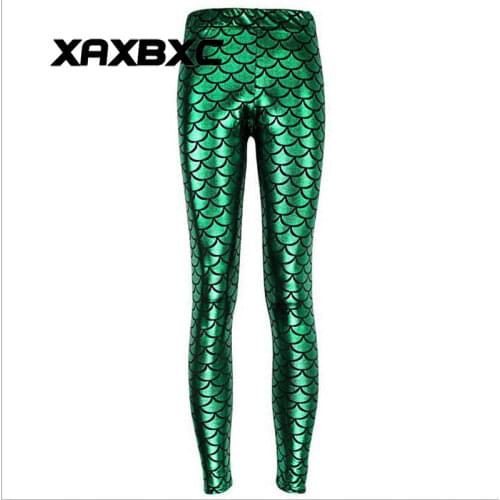 XAXBXC 3009 Sexy Girl Pencil Pants Ariel Mermaid Scale Cospaly Prints Elastic Slim Fitness Workout Women Leggings Plus Size