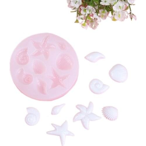 DIY Ocean Series Mould Starfish Conch Seashells DIY Liquid Sugar Silicone Mould Clay Soft Pottery Fondant Molds Molds Silicone