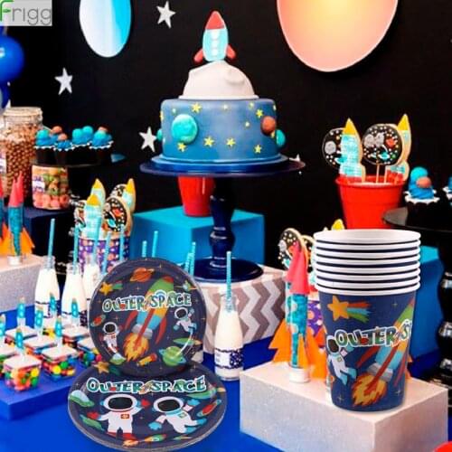 Frigg Outer Space Cup Plate Disposable Tableware Solar System Galaxy Party Supplies Happy Birthday Party Decoration Kids Party