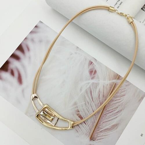 Unique Crystal Alloy Statement Necklaces & Pendants Double Layer Leather Chain Collar Choker Necklace For Women Indian Jewelry