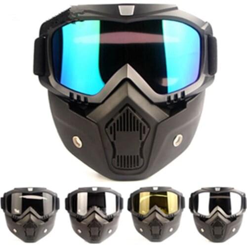 Outdoor Sports Cycling Goggles Motorcycle Protective Glasses Riding Mask Half Face Cover with Mirror Lens