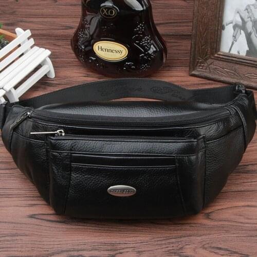 Men Fanny Waist Bag Genuine Leather Fashion Travel motion Hip Belt Cell Phone Case Purse Single Messenger Back Pack Chest Pack
