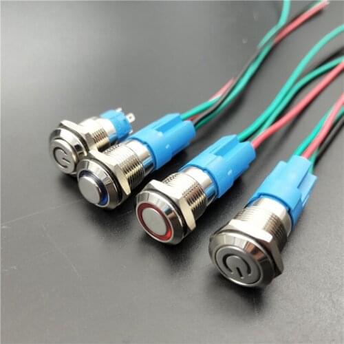 ZHRIVOER 12mm Metal Waterproof Momentary/Latching Small Push Button Switch 4pin with Base 2-24V