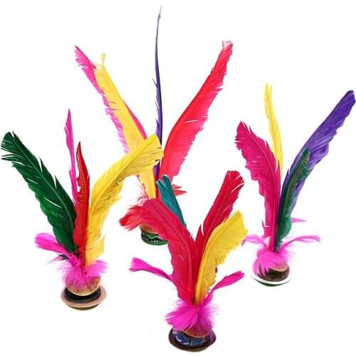 1pc China Jianzi Football Foot Kick Handwheel Shuttlecock Goose Feather Shuttlecock Fitness Entertainment For Physical Exercise