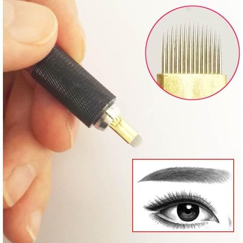 10 x Microblading Permanent Makeup U Shape 14 Needles Eyebrow Tattoo Blades