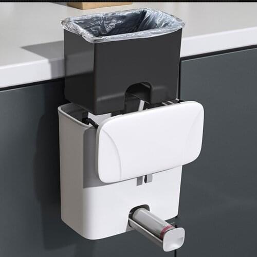 10L Kitchen Wall Mounted Trash Can Bin With Lid Waste Bin Cabinet Door Hanging Trash Bin Garbage Car Recycle Dustbin Rubbish