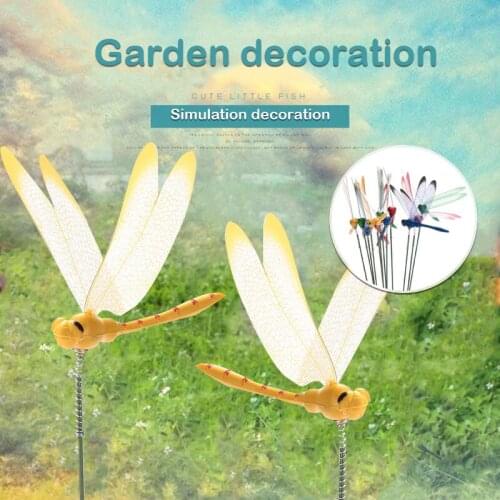 2PCS Colorful 3D Double Layer Dragonfly On Sticks Home Yard Lawn Flowerpot Plant Decoration Garden Ornament DIY Lawn Craft