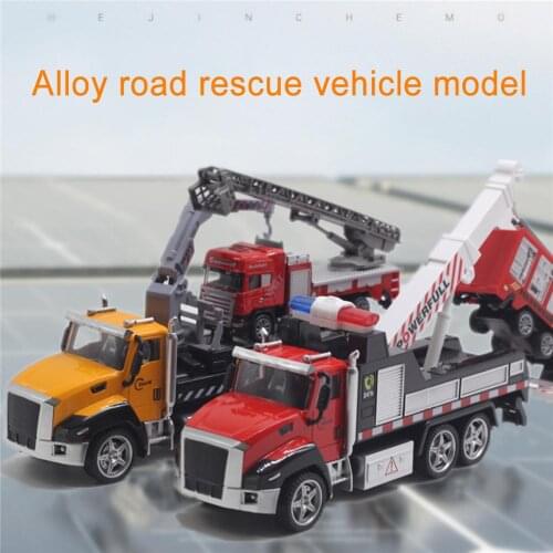 2Pcs alloy engineering vehicles high simulation Fire truck fire ladder climbing car childrens educational toys