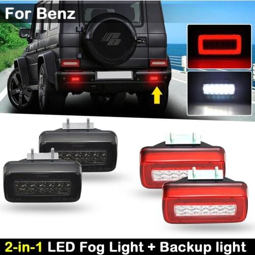 2Pcs For Mercedes Benz G-Class W463 G500 G550 G55 AMG 2-in-1 Car Rear Bumper LED Backup Reverse light Fog Lamp