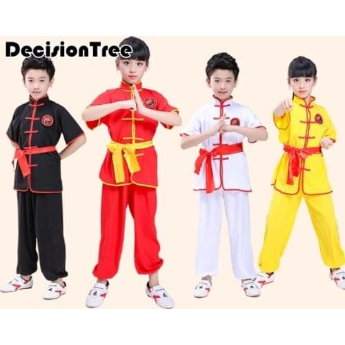 2021 chinese traditional kungfu uniform children wushu martial arts sets tai chi uniform stage performance suit for girl boy