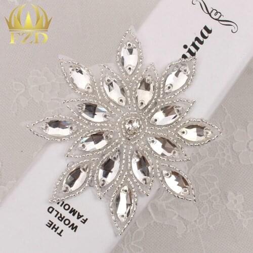 30pieces) Sewing On Hot Fix Sliver Wholesale Iron On Bridal Headbands or Sash Rhinestone Crystal Appliques for Wedding Dresses
