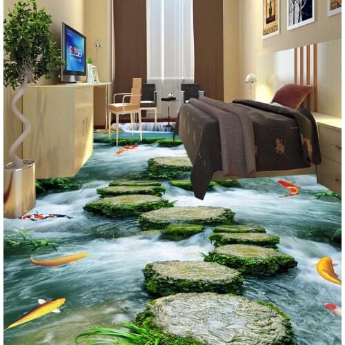 Fish liver 3D wallpaper floor for living room 3D wall murals wallpaper floor Home Decoration 3d floor wallpapers