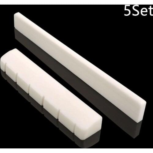 5 Sets 6 String Natural Bone Guitar String Bridge Saddle And Nut Set For Classical Guitar Musical Instrument