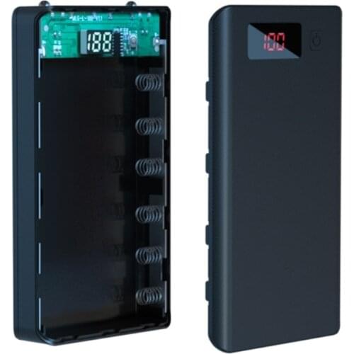 A6 LCD Display 6x18650 Battery Case Power Bank Shell Charger Box Without Battery L41E