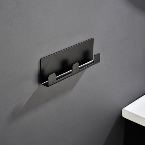 Bojia Aluminum Robe Hooks Bathroom Accessories Three Clothes Hooks 3M Tape Wall Mounted Fabric Hanger For Kitchen Hardware