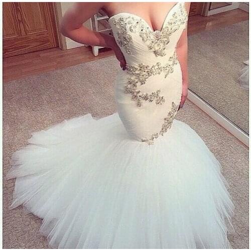 ANGELSBRIDEP Sweetheart Mermaid Wedding Dresses Vestido De Noiva Fashion Applique Court Train Formal Princess Bride Dress HOT