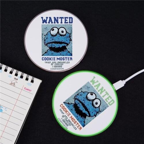 Cute Sesame Street 10W Qi Wireless Charger For iPhone 11 Pro 12mini XS MAX X XR 8 Induction Fast Charging Pad For Airpods 21