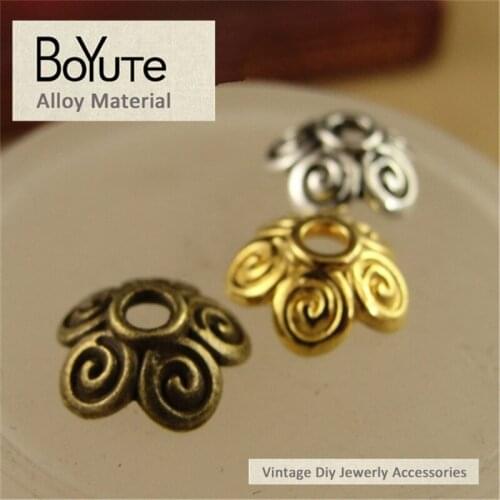 BoYuTe (200 Pieces/Lot) 10MM Vintage Accessories Parts Alloy Diy Material Wholesale Flower Bead Caps for Jewelry Making Findings