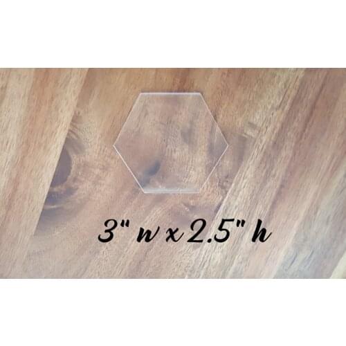 Wood or Clear Acrylic Hexagon Tiles - Hexagon Place Cards- Wedding Place Cards- 3"