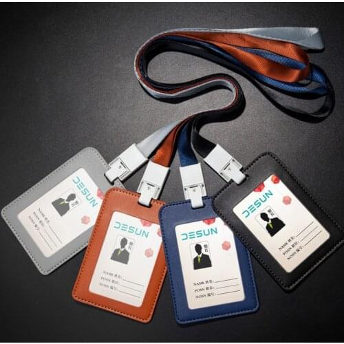 DEZHI Handmade Soft PU Leather Card Holder for ID/Access/Bus/PassCard,Classic Color Horizontal Vertical Optional