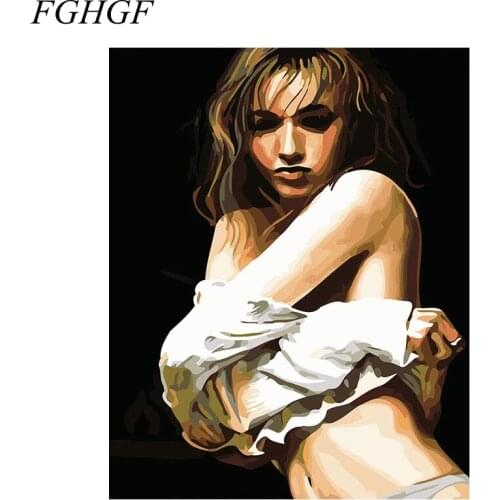 FGHGF Frameless Sexy Woman Painting By Numbers DIY Abstract Oil Painting Character Coding Canvas Painting Adornment Wall