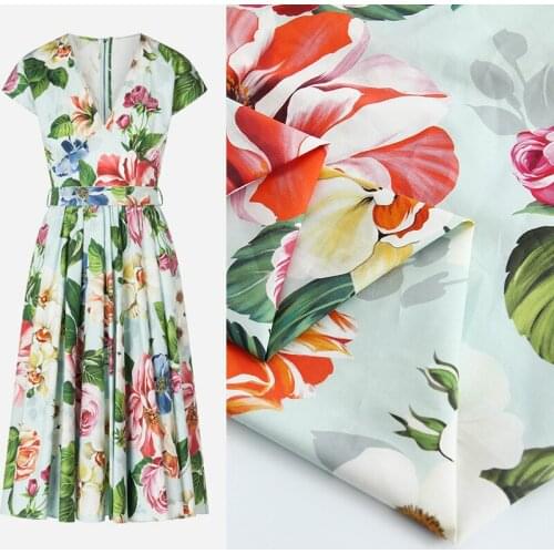 Custom 100% cotton poplin fabric cloth 145 cm width printed shirt dress children printed clothing polyester fabric