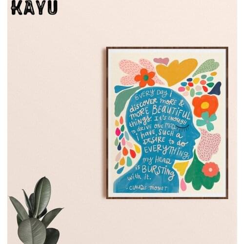 Claude Monet Quote Prin Inspirational Oil Painting on Canvas Art Poster Print Wall Picture Office for Living Room Decoration