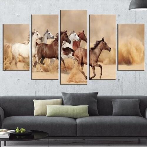 5 Pieces Canvas Painting Cute Gift Horse Animal Modern Printed Modular Poster Picture For Living Room Wall Art Home Decor