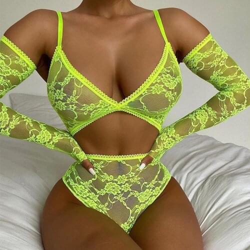 CDJLFH Three-Piece Women Sexy Lingerie Porno Lace Sheer Bra Set Green Garter Belt G-string Deep V Neck Hot Erotic Underwear Set