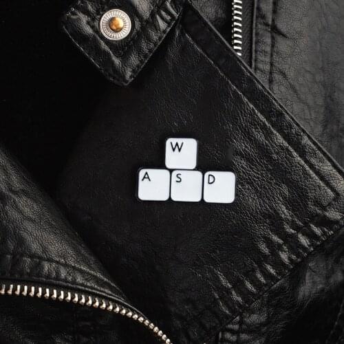 Computer keyboard WASD brooch Game control area button four-button personality badge Shirt denim leather accessories