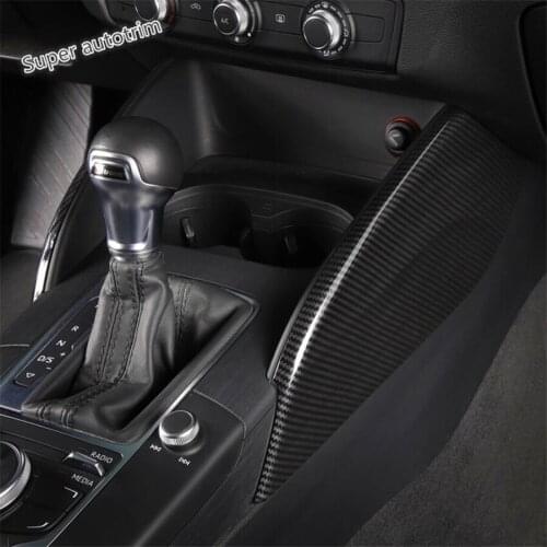 Lapetus Accessories Interior Side Stalls Central Gearshift Box Panel Cover Trim Carbon Fiber ABS Fit For Audi A3 V8 2014 - 2019