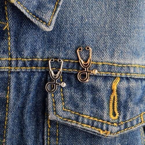 Mini cute stethoscope brooch Badges Hard enamel lapel pin Hat Bag Jeans Pins Denim jackets Bags Backpack Doctor Nurse gifts