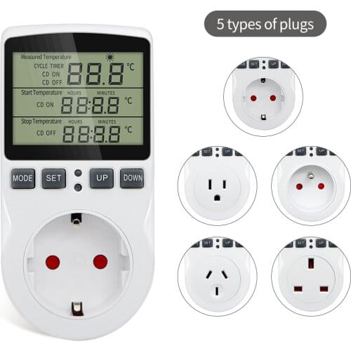 Multi-Function Timer Socket Thermostat Digital Temperature Controller Outlet With Timer Switch Heating Cooling AC 110V~230V
