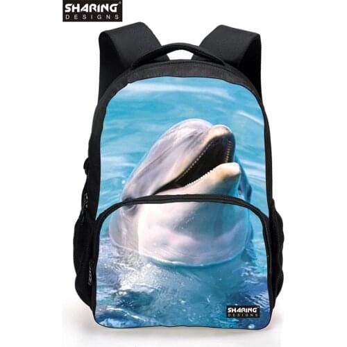 Fashion 2017 Mens Animal Backpacks 3D Zoo Dolphin Printing Student School Knapack Casual Women Travel Backbag Rucksack
