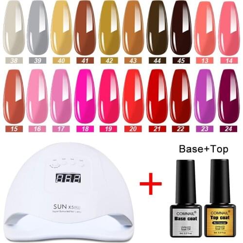 UV Gel Lacquer Manicure Set 54W 36LED Curing All Gel Long Lasting Nail Polish Soak Off UV LED Gel Nail Varnish Base Top Coat Set