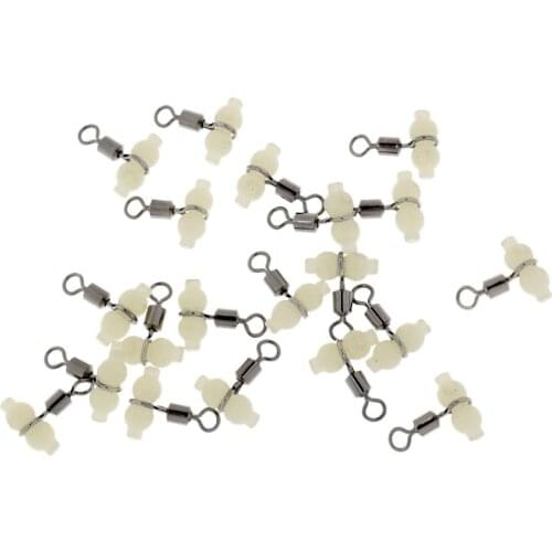 Pack of 20 Fishing Barrel Swivels 2# 4# with Night Glow Gourd Fishing Beads