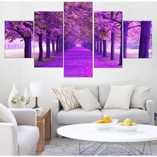 The purple fall live forest landscape HD Print Wall Art modern Modular Poster art Canvas painting for Living Room Decor