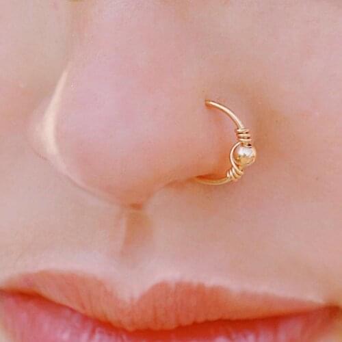 Real Piercing Nose Ring Handmade Gold Filled/925 Silver Jewelry Punk Ring Charm Septum Hoop Jewelry Grillz Real Nose Ring