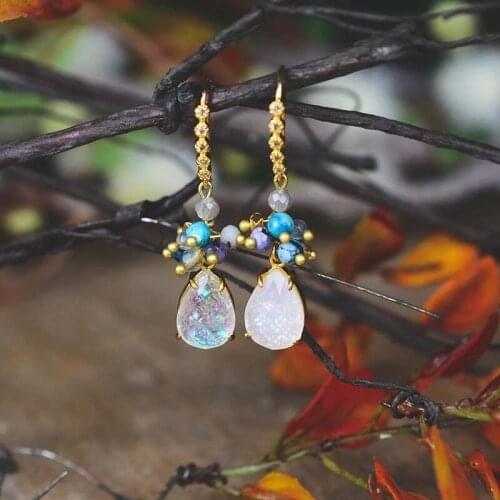 New Arrival 4Unik Tear Drop Opal Earrings High End Quality Party Earrings Wholesale