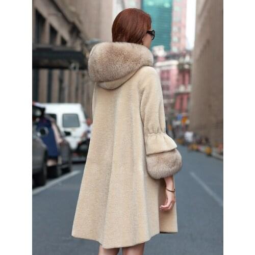 Sheep Natural Shearing Coat Women Winter Wool Jacket Large Fox Fur Clothes Korean Thick Warm Real Fur Coat Hiver 9920